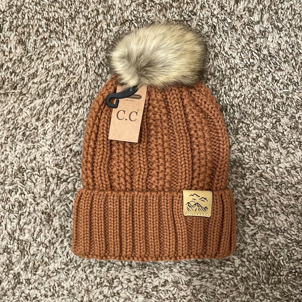 NWT Pom Knit Beanie - Fleece Lined